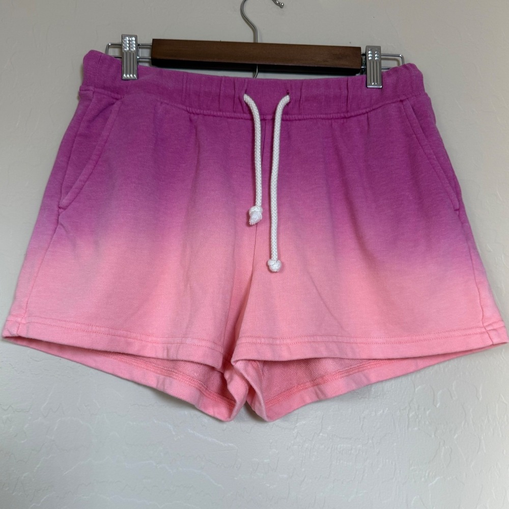 Lou‎ & Grey Sweat Shorts Womens M Pink Ombre Good Dip Dye Lounge Summer